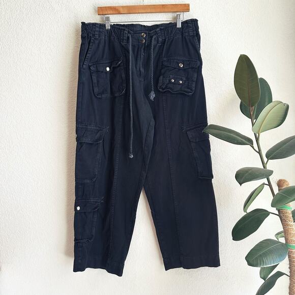 Free People Womens Tahiti Cargo Pants XL Black Baggy Relaxed Gorpcore Utility - Picture 1 of 10